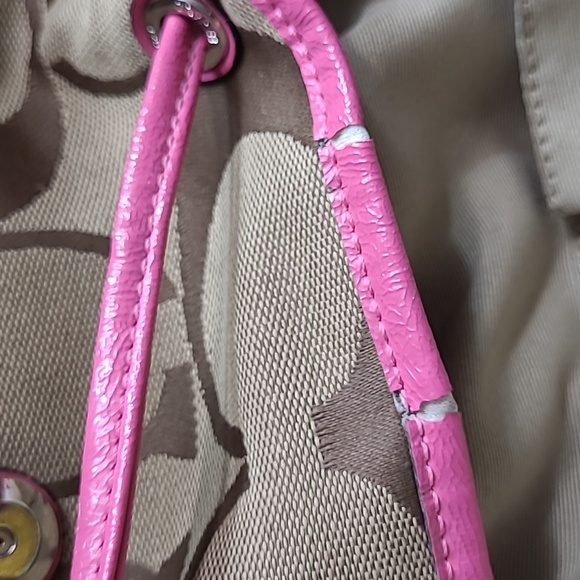 Coach Signature Stripe khaki pink Backpack bag - Picture 5 of 13